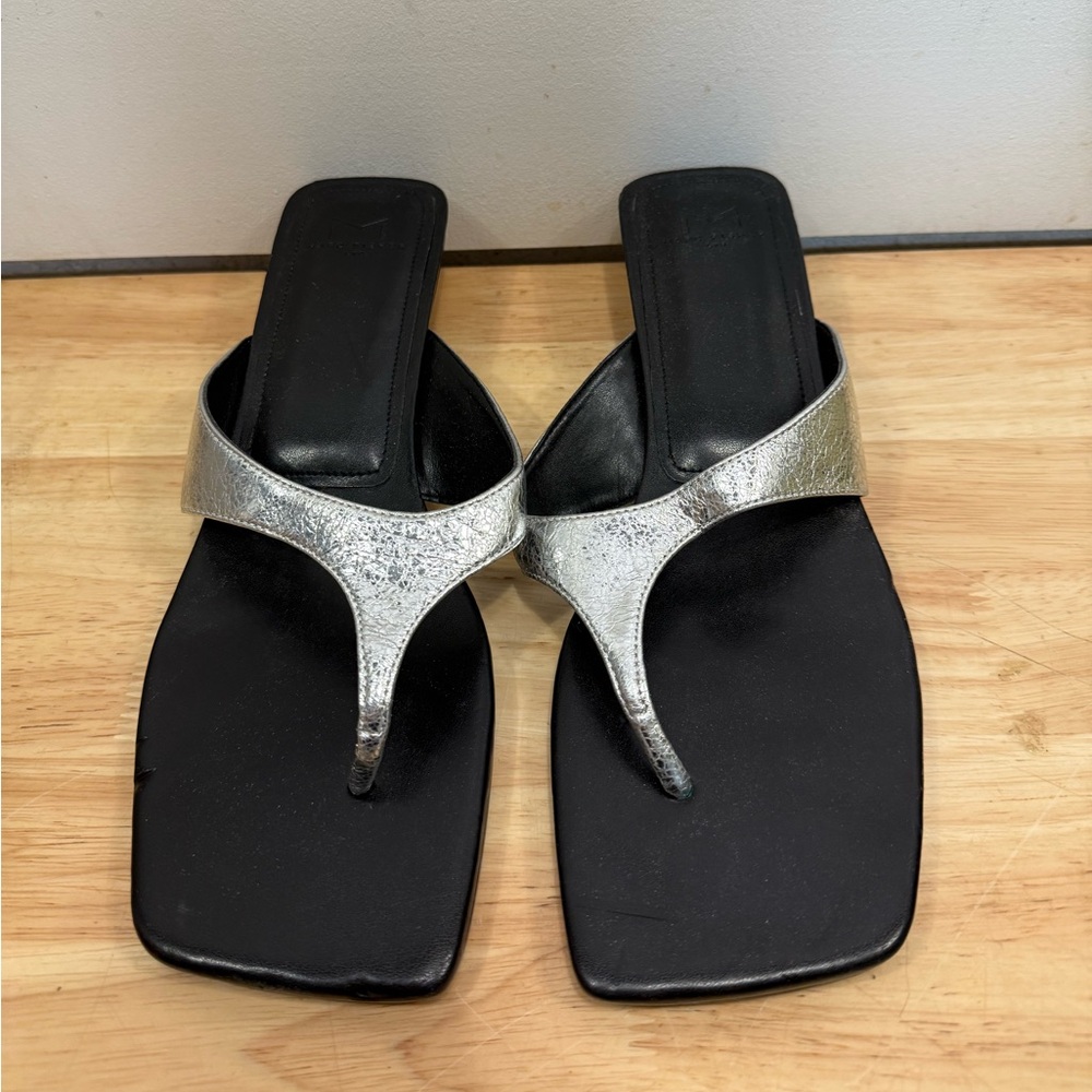 Marc Fisher Silver and Black Women's Sandals